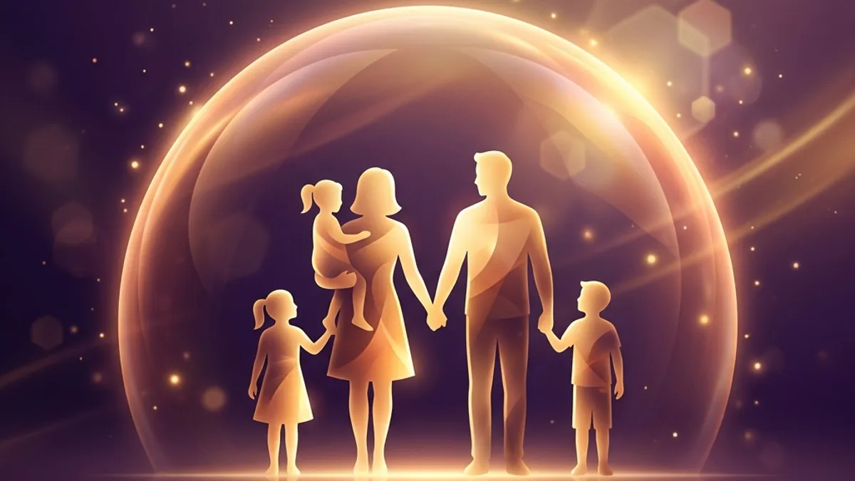 Symbolic protective shield over a family